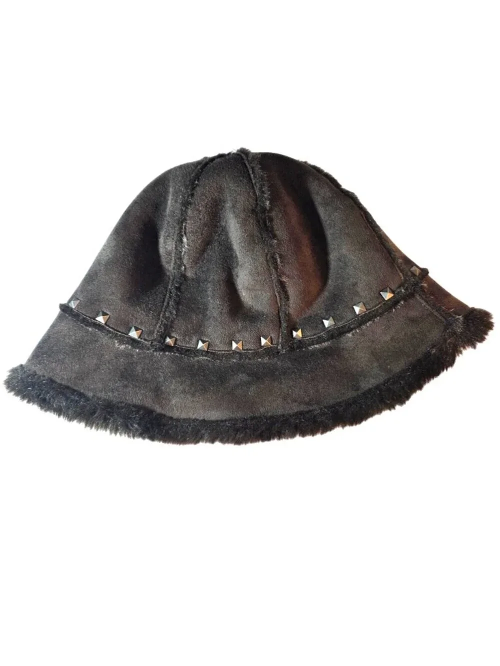 Brown Faux Suede Bucket Hat Stud Detail Cejon Fall Autumn Cap Headwear Neutral
